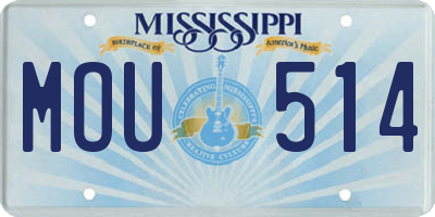 MS license plate MOU514