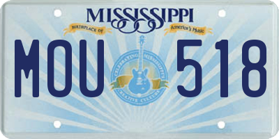 MS license plate MOU518