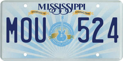 MS license plate MOU524