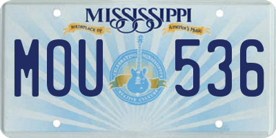 MS license plate MOU536