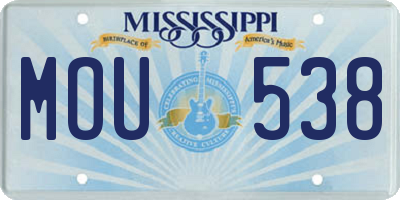MS license plate MOU538