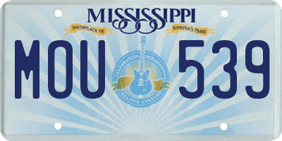MS license plate MOU539