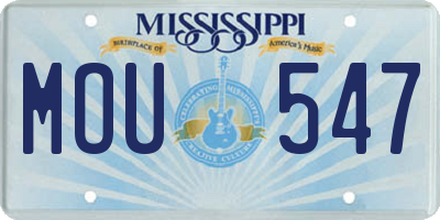 MS license plate MOU547