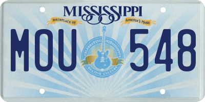 MS license plate MOU548