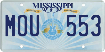 MS license plate MOU553