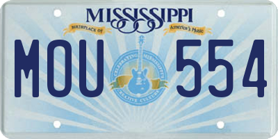 MS license plate MOU554