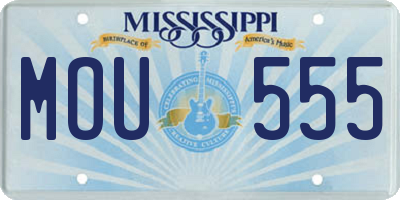 MS license plate MOU555