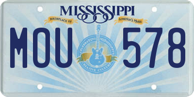 MS license plate MOU578