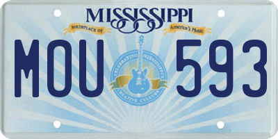 MS license plate MOU593