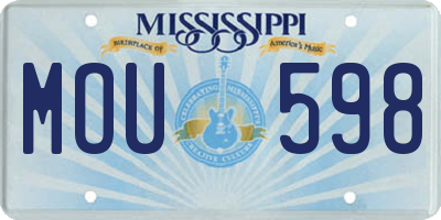 MS license plate MOU598