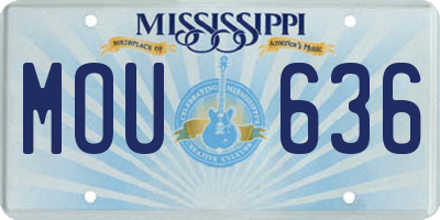 MS license plate MOU636