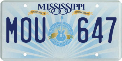 MS license plate MOU647