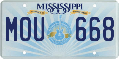 MS license plate MOU668