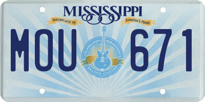 MS license plate MOU671