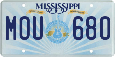 MS license plate MOU680