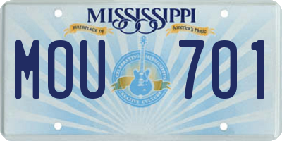 MS license plate MOU701