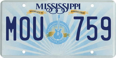 MS license plate MOU759