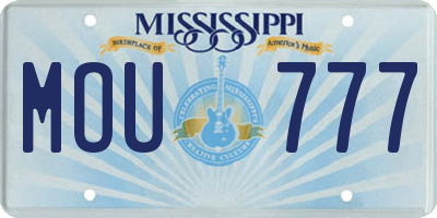 MS license plate MOU777