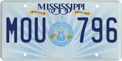 MS license plate MOU796