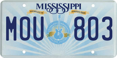 MS license plate MOU803