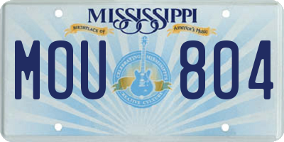 MS license plate MOU804