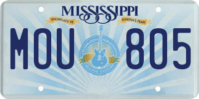 MS license plate MOU805