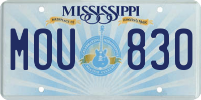MS license plate MOU830