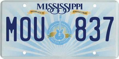 MS license plate MOU837