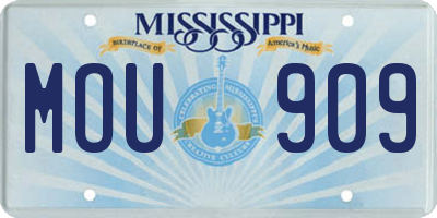 MS license plate MOU909