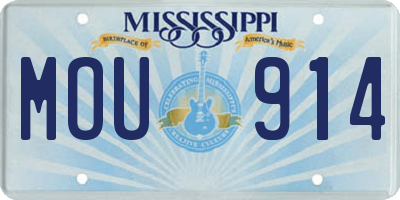 MS license plate MOU914