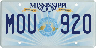 MS license plate MOU920