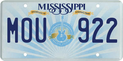 MS license plate MOU922
