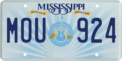 MS license plate MOU924