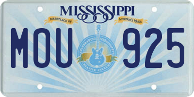 MS license plate MOU925