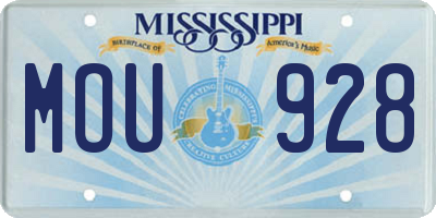 MS license plate MOU928