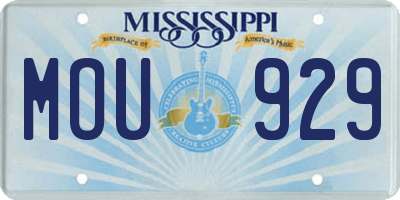 MS license plate MOU929