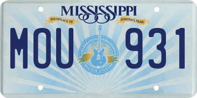 MS license plate MOU931