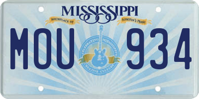 MS license plate MOU934