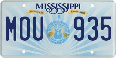 MS license plate MOU935