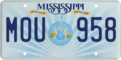 MS license plate MOU958