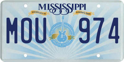 MS license plate MOU974