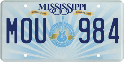 MS license plate MOU984