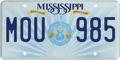MS license plate MOU985