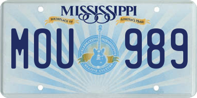 MS license plate MOU989