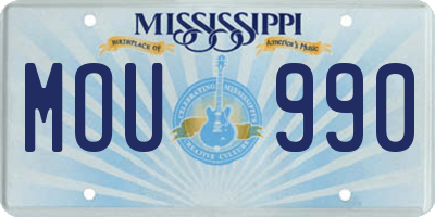 MS license plate MOU990