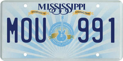 MS license plate MOU991
