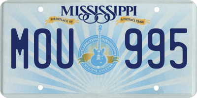 MS license plate MOU995