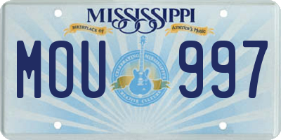 MS license plate MOU997
