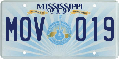 MS license plate MOV019