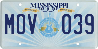 MS license plate MOV039